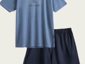 Pijama Verano Hombre Algodón Azul